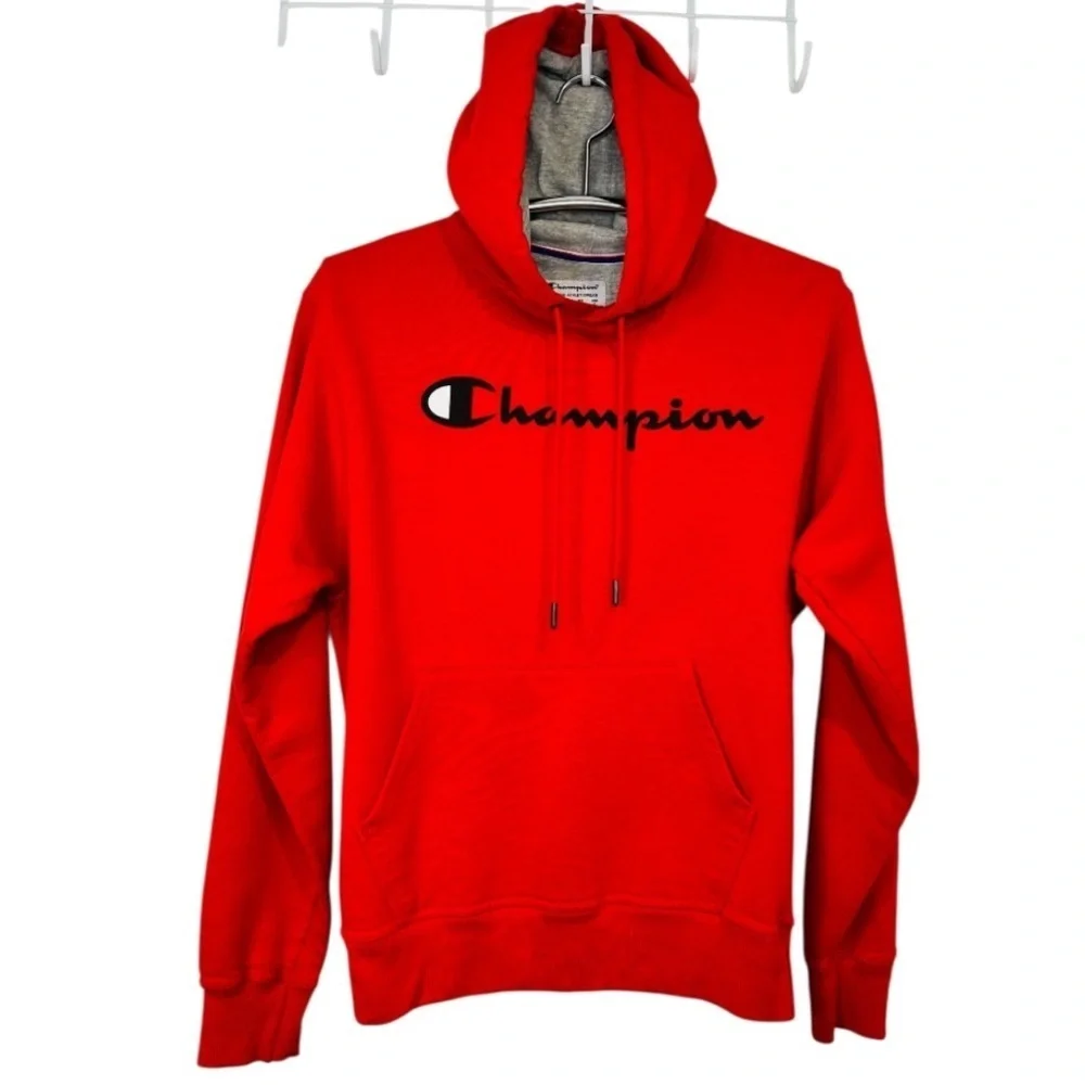 Champion Men's PowerBlend Red Pullover Hooded Sweatshirt Size Small - Picture 1 of 9